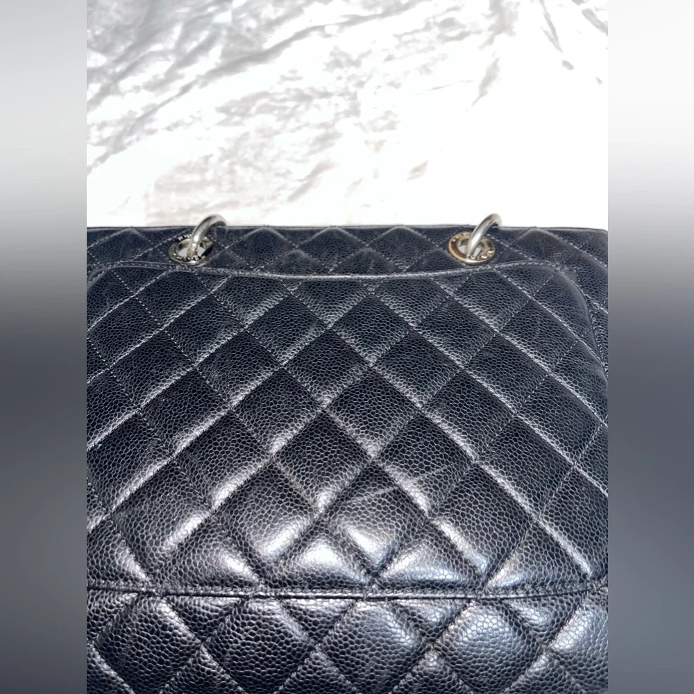 CHANEL Black Quilted Double C Chain Tote